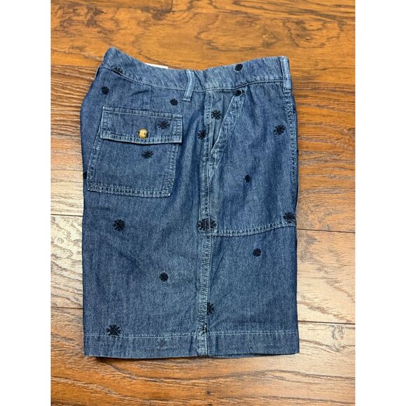 NEW Style & Co Womens 10P Blue Denim Bermuda Shorts Black Embroidered Floral - Picture 5 of 10